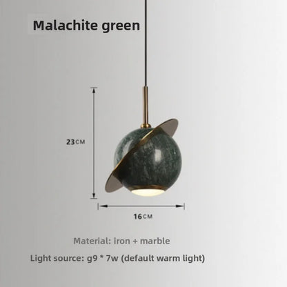 Nordic Designer LED Pendant Light Marble Lanet Modeling Hanging Lamps Children’s Room Bedside Homestay Home Decor Art Chandelier