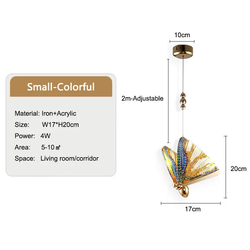 Butterfly Indoor LED Pendant Lamps for Kitchen Dinning Room Hardwired Adjustable Suspended Hanging Lights LED Chandelier Lamps