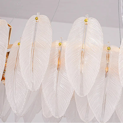 Modern feather chandelier Luxury Glass lampshade E14 linear ceiling light for Living Room Bedroom Home Decor foyer lighting