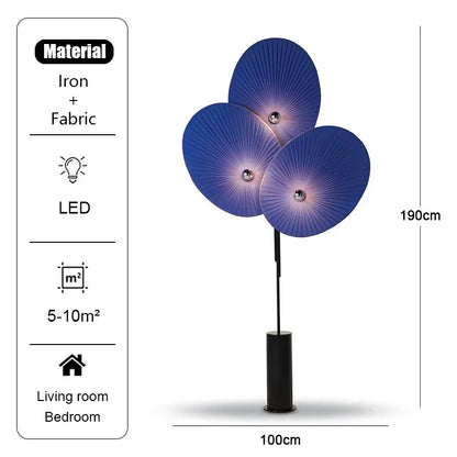 Nordic Style Three-Petal Red Fabric Floor Lamp LED Standing Light for Living Room Bedroom Artistic Decor 2026 New Design