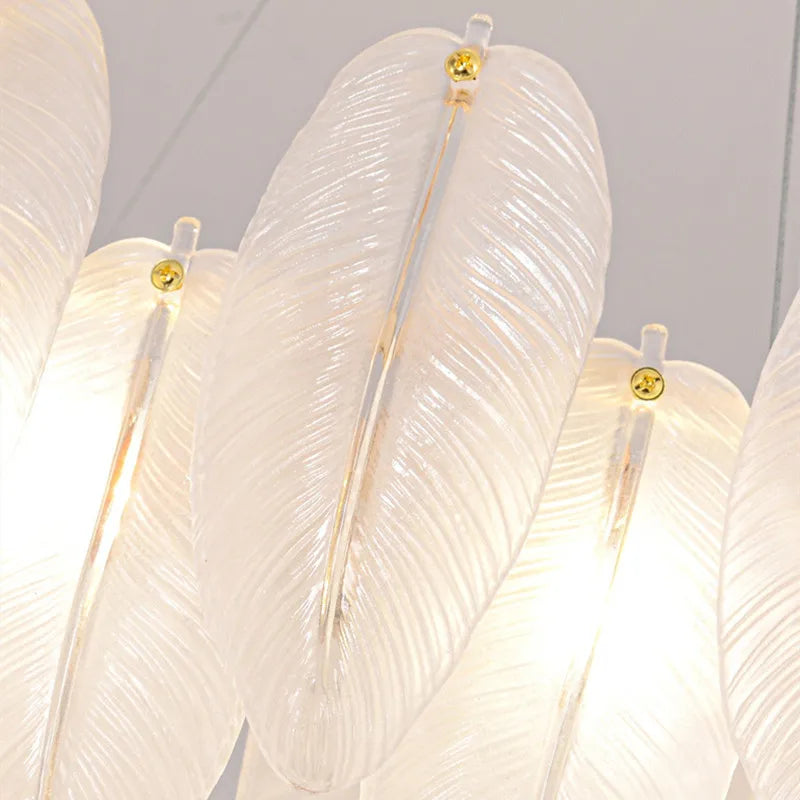 Modern feather chandelier Luxury Glass lampshade E14 linear ceiling light for Living Room Bedroom Home Decor foyer lighting