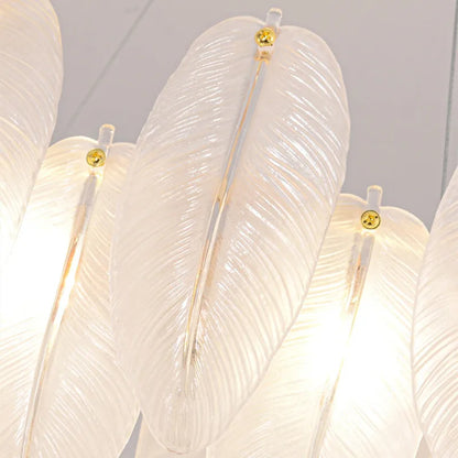 Modern feather chandelier Luxury Glass lampshade E14 linear ceiling light for Living Room Bedroom Home Decor foyer lighting