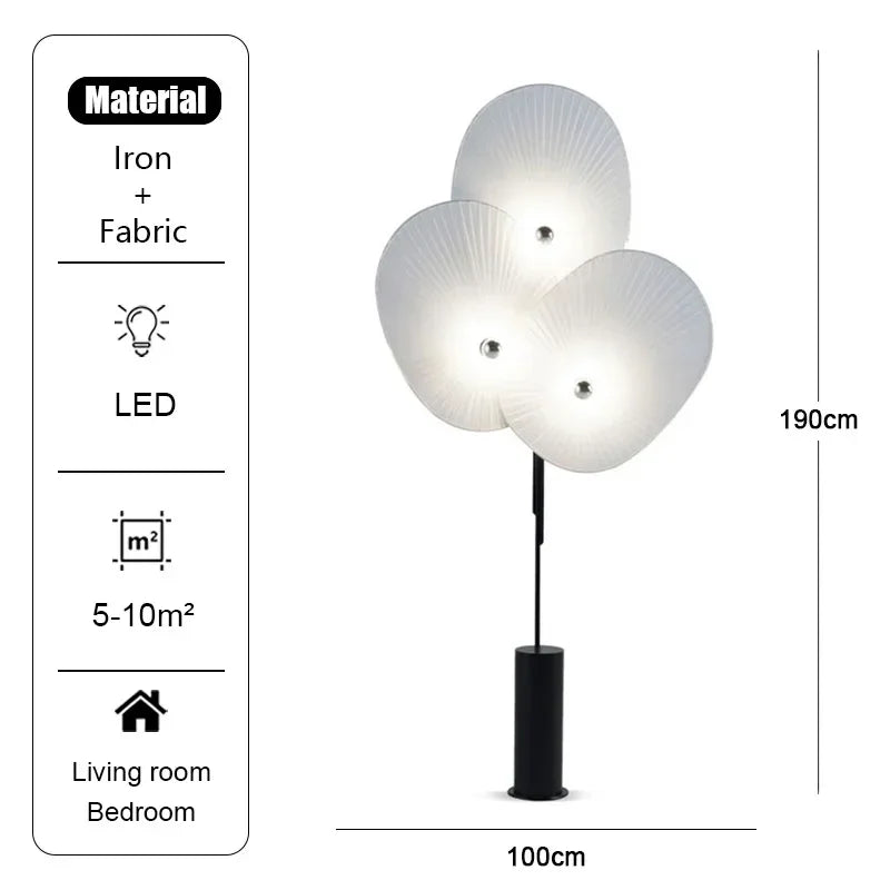 Nordic Style Three-Petal Red Fabric Floor Lamp LED Standing Light for Living Room Bedroom Artistic Decor 2026 New Design