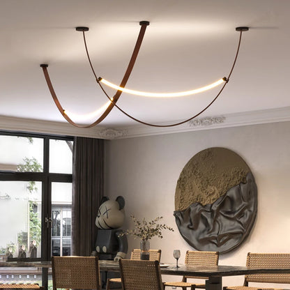 Wabi sabi chandelier Minimalist nordic leather lamp designer long chandelier Living kitchen Island  Loft staircase chandelier