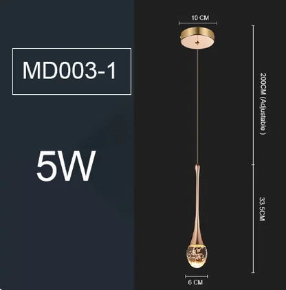 LED Pendant Lights Chandelier Water Drop Bubble Crystal Ceiling Light Hanging Lamp for Bedroom Dining Room Room Decoration