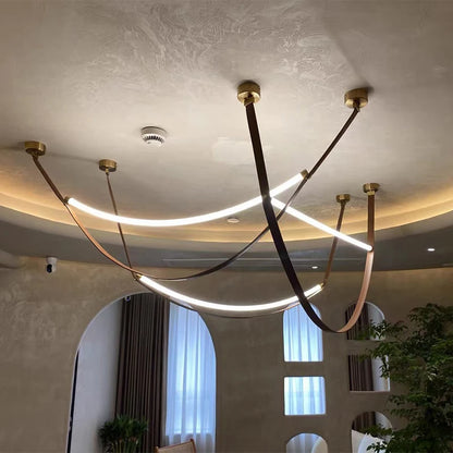Wabi sabi chandelier Minimalist nordic leather lamp designer long chandelier Living kitchen Island  Loft staircase chandelier