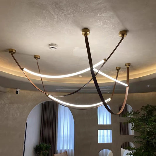 Wabi sabi chandelier Minimalist nordic leather lamp designer long chandelier Living kitchen Island  Loft staircase chandelier