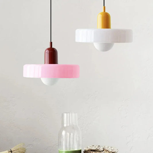 Nordic Retro E27 Colorful Ceiling Chandelier Orange Glass Pendant Lamp for Home Decor Dining Room Cafe Bar Counter Lighting